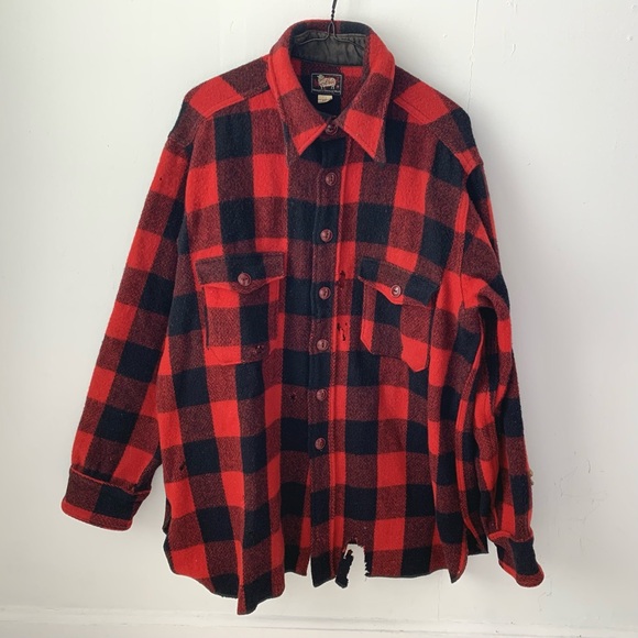 vintage 70s wool plaid Woolrich jacket / chore - barn - work coat - Picture 3 of 11